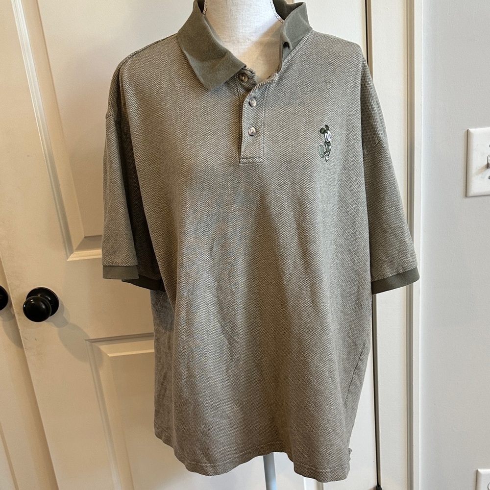 Disney Men's Polo Shirt in Olive & Dark Green